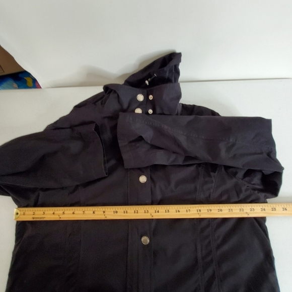 Tall Girl Hooded Anorak Size XL Zip and Snap Front Black Coat Casual Retro - Picture 9 of 15